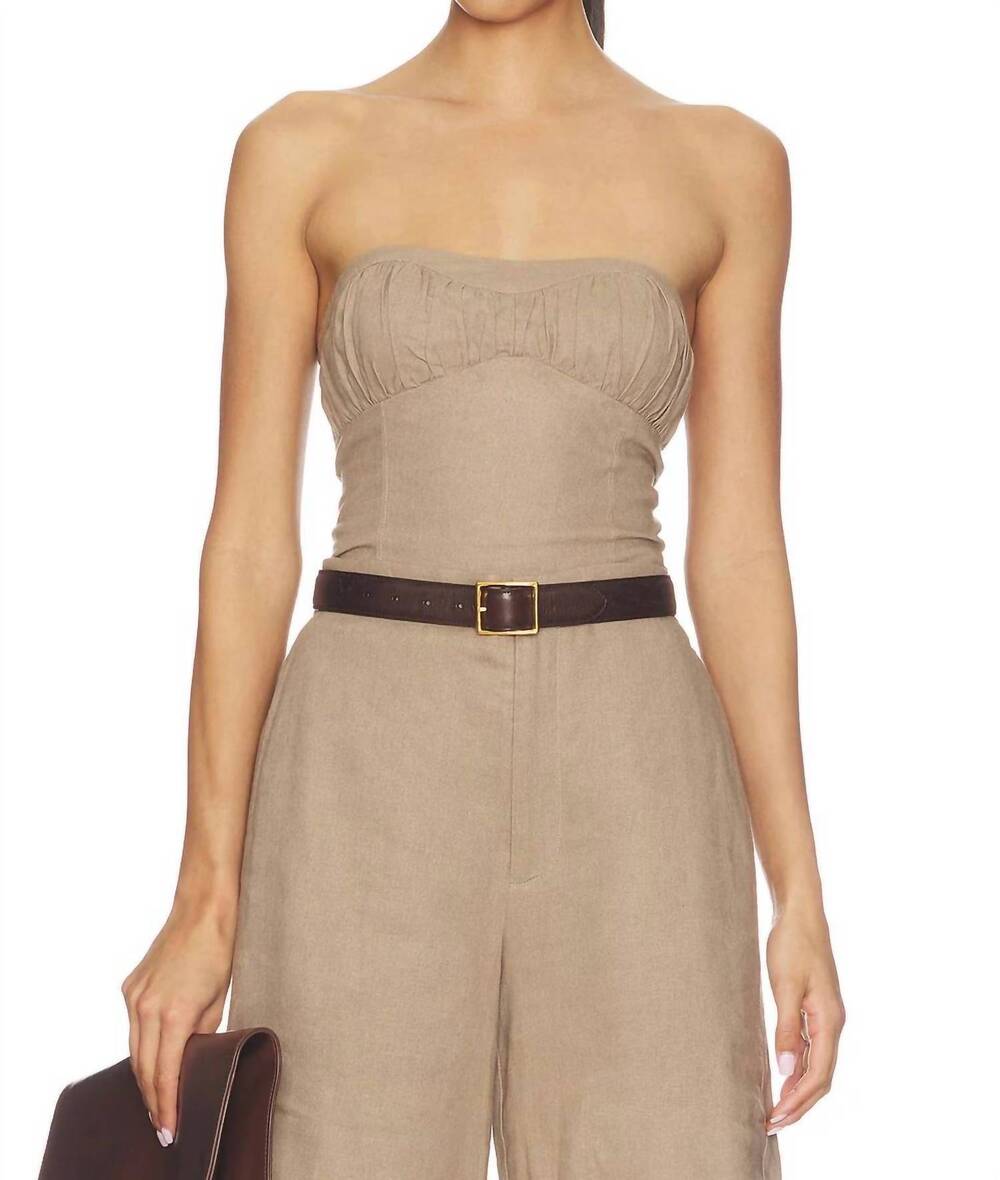 NEW ELODIE mavi strapless top in taupe